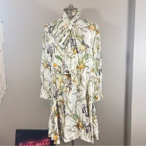 Alexander McQueen Silk Shirtdress 2017 collection floral neutral Size 44 / L
